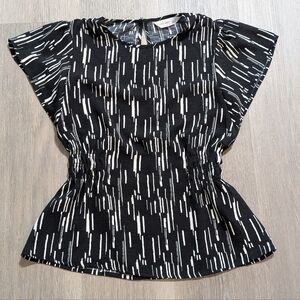 Nine West Black and White Patterned Blouse - XS - Preloved